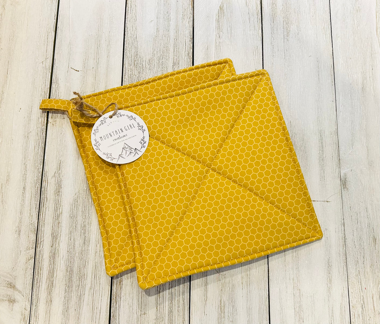 Potholder Set - Bee Themed - Bee Honeycomb