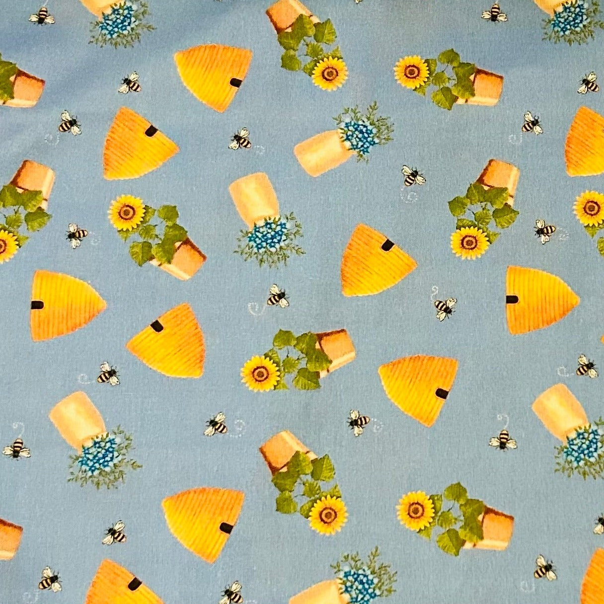 Potholder Set - Bee Themed - Bees on Country Blue