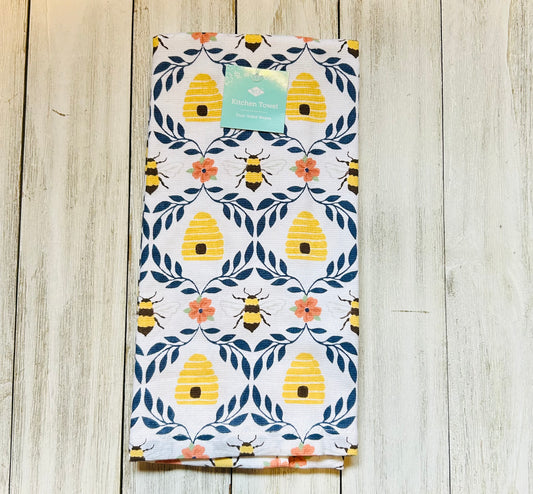 Dish Towel - Bee Themed - Bee with Navy