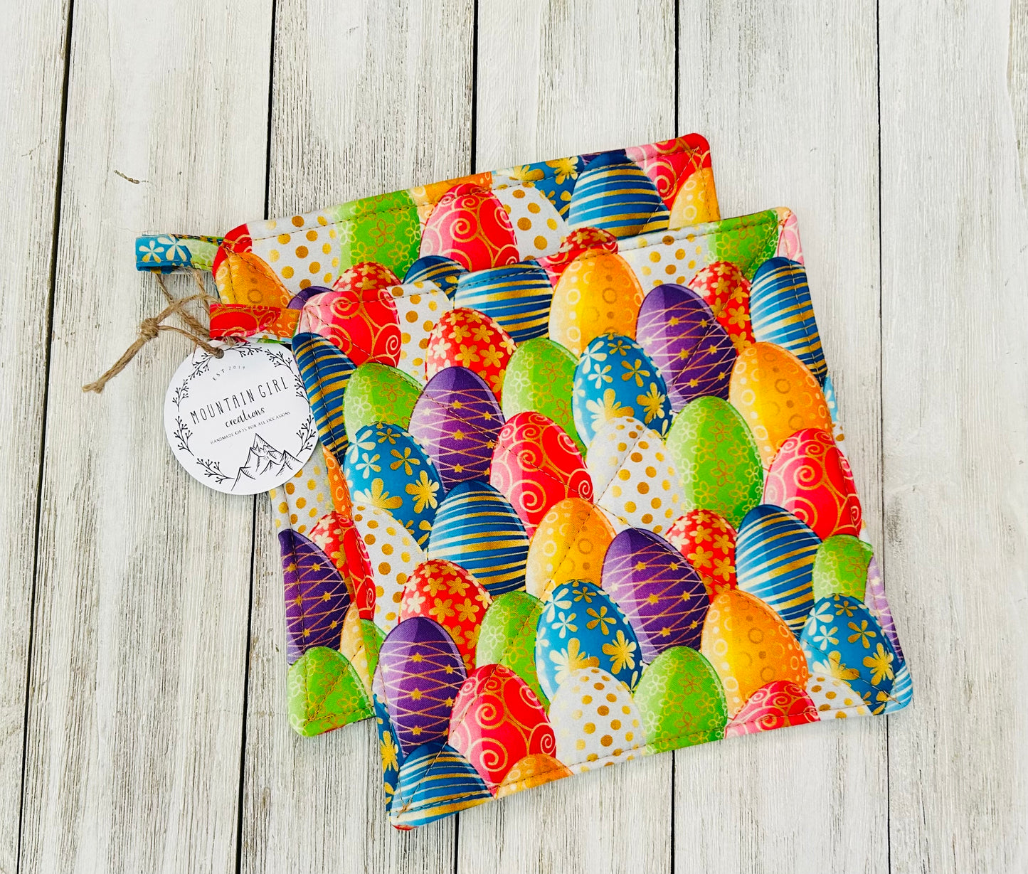 Potholder Set - Easter - Bright Easter Eggs