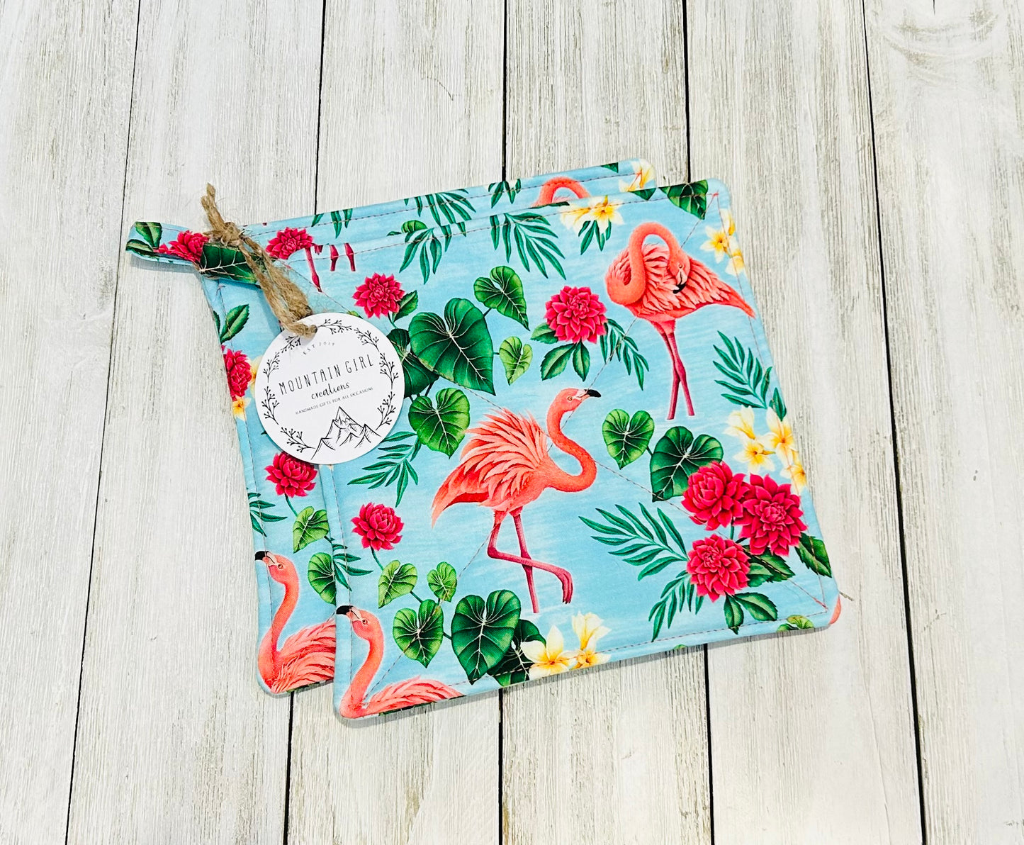 Potholder Set - Flamingo Themed - Bright Flamingos
