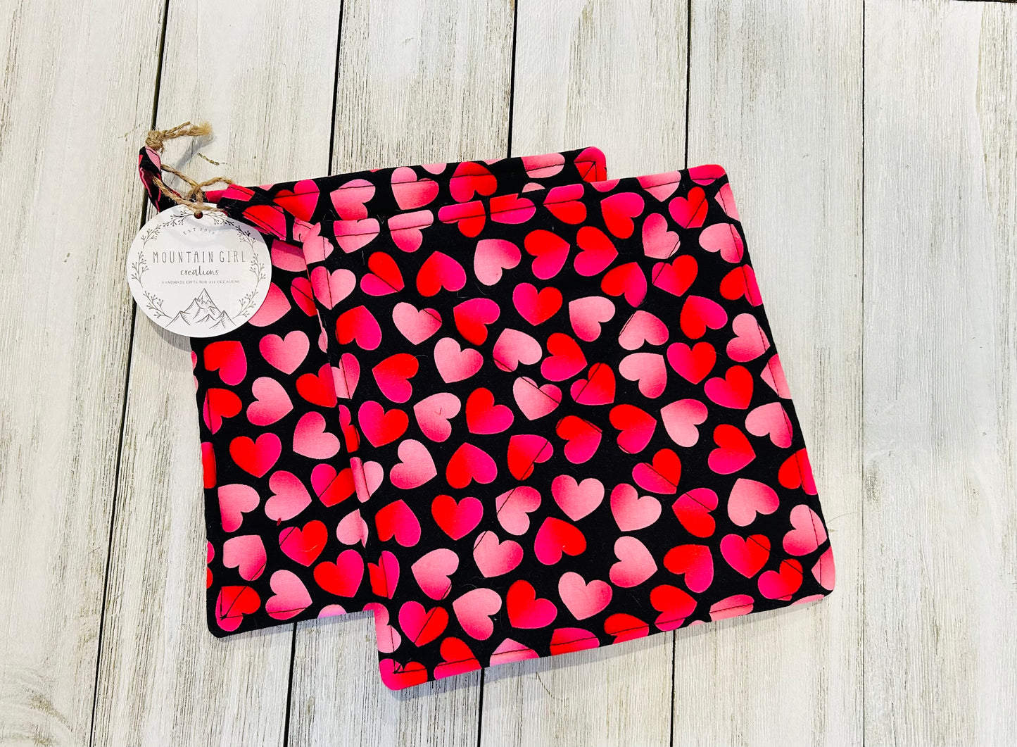 Potholder Set - Valentines Day Themed - Multi Pink Hearts