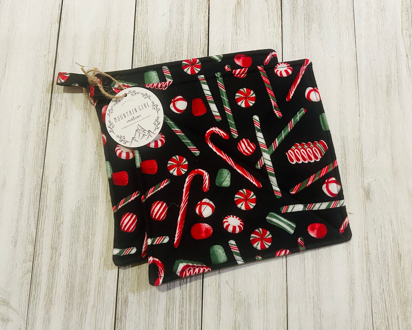 Potholder Set - Christmas Themed - Christmas Candy