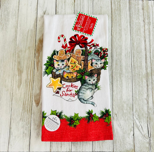 Dish Towel - Christmas Themed - Cats