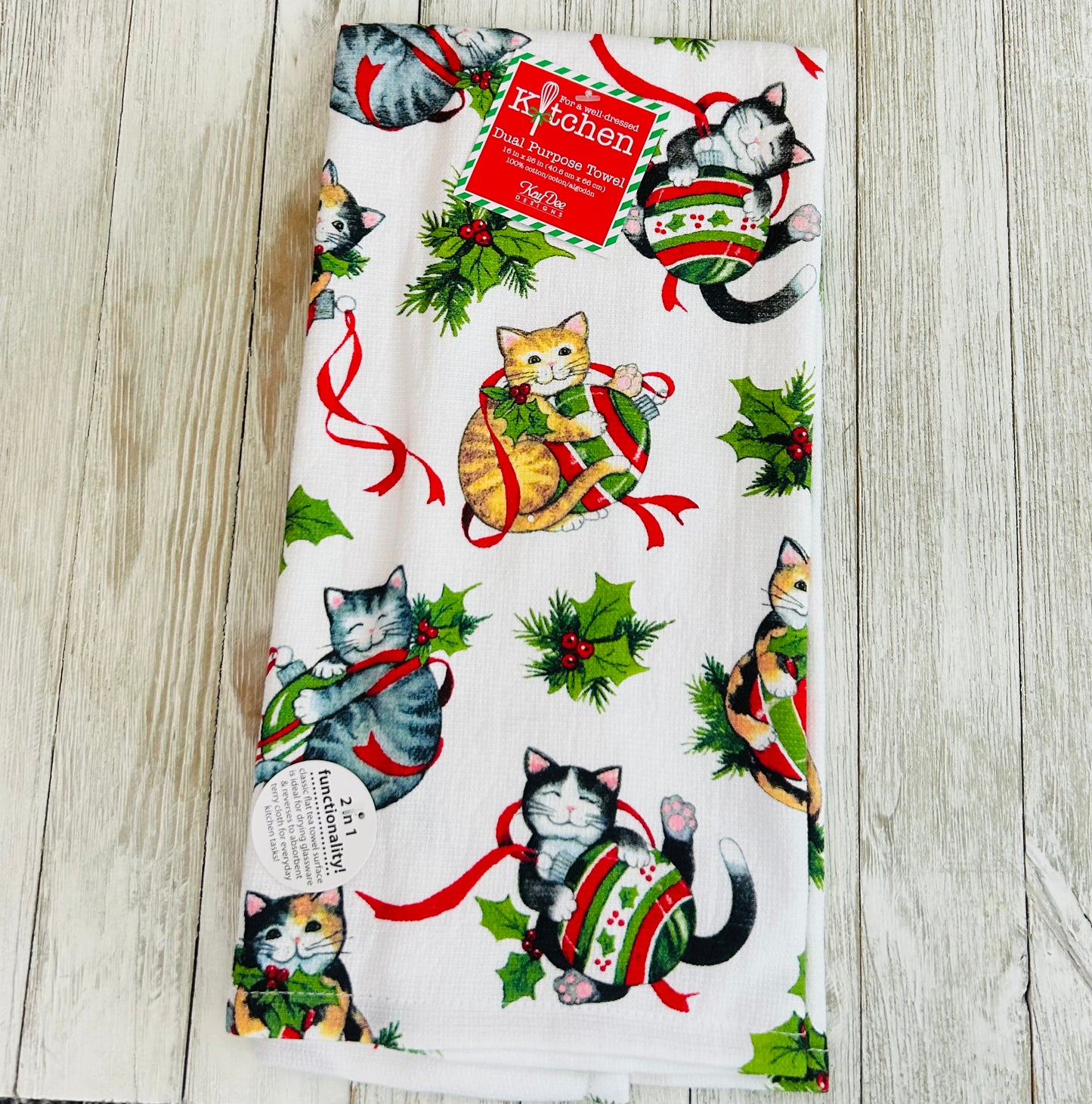 Dish Towel - Christmas Themed - Cats
