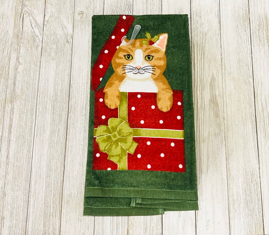 Dish Towel - Christmas Themed - Christmas Cat