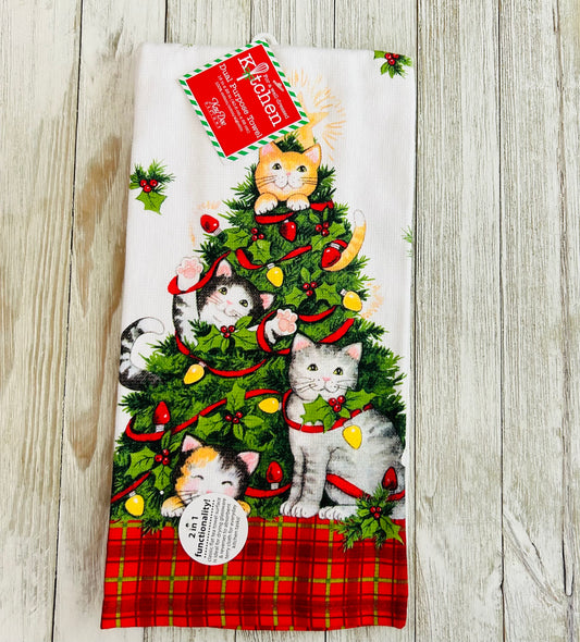 Dish Towel - Christmas Themed - Cats