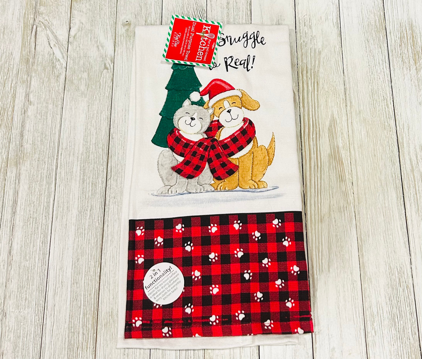 Dish Towel - Christmas Themed - Cat and Dog
