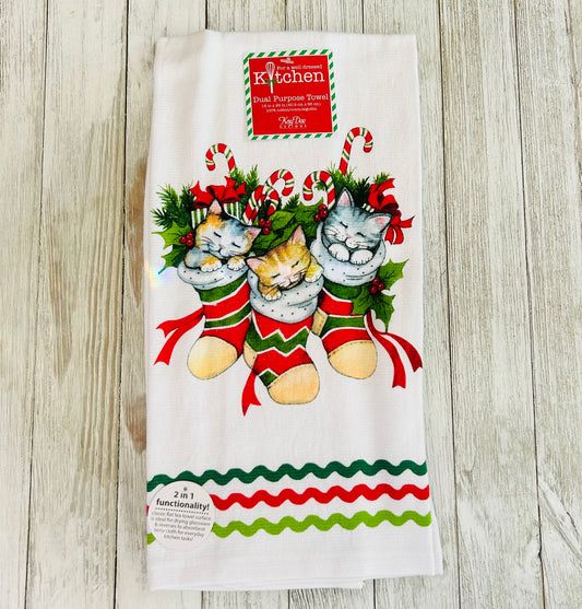 Dish Towel - Christmas Themed - Cats