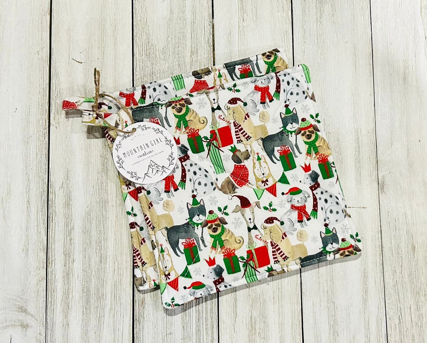 Potholder Set - Christmas Themed - Christmas Dogs