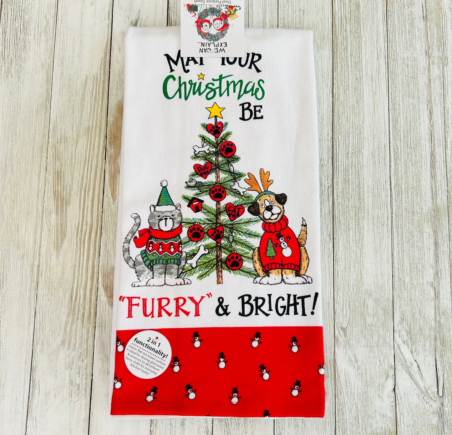 Dish Towel - Christmas Themed - Cats and Dogs