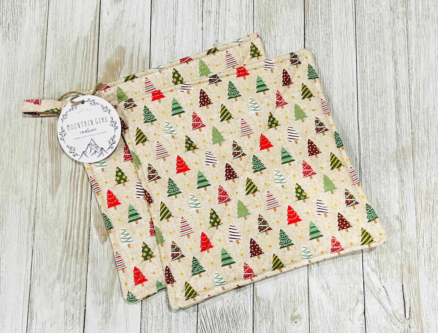 Potholder Set - Christmas Themed - Christmas Trees