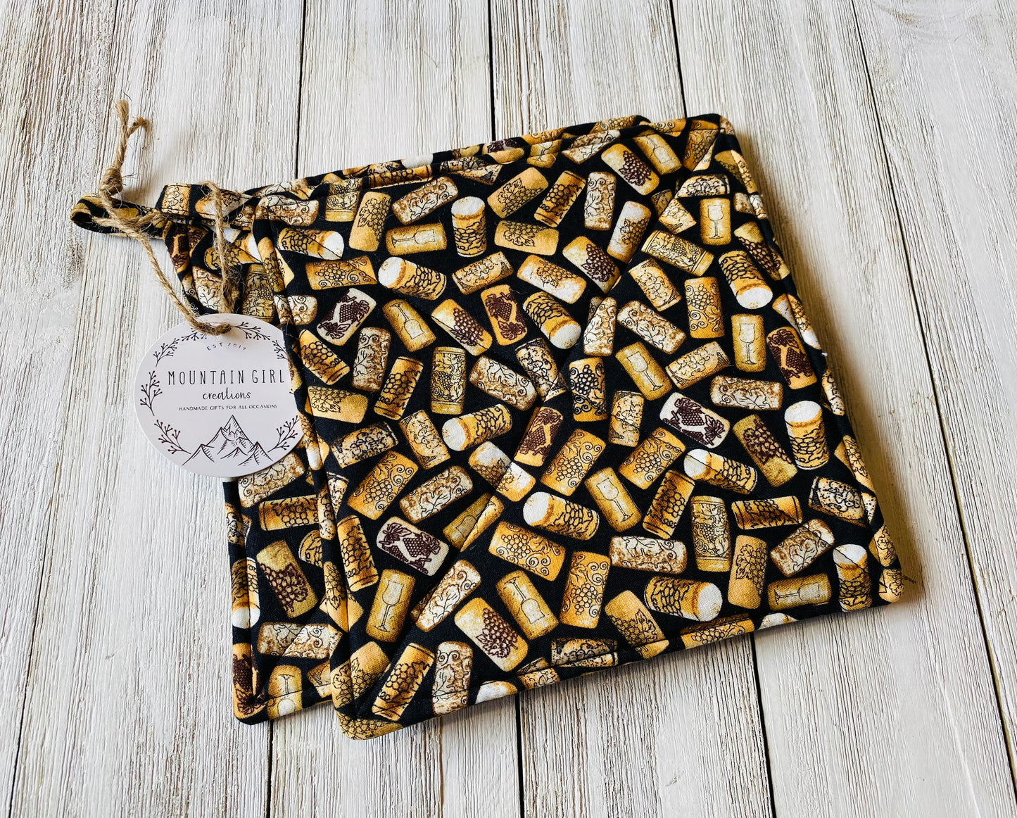 Potholder Set - Wine Themed - Corks