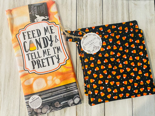 Dish Towel with Matching Potholders - Halloween