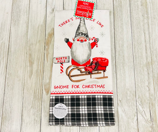 Dish Towel - Christmas Themed - Gnomes No Place Like Gnome