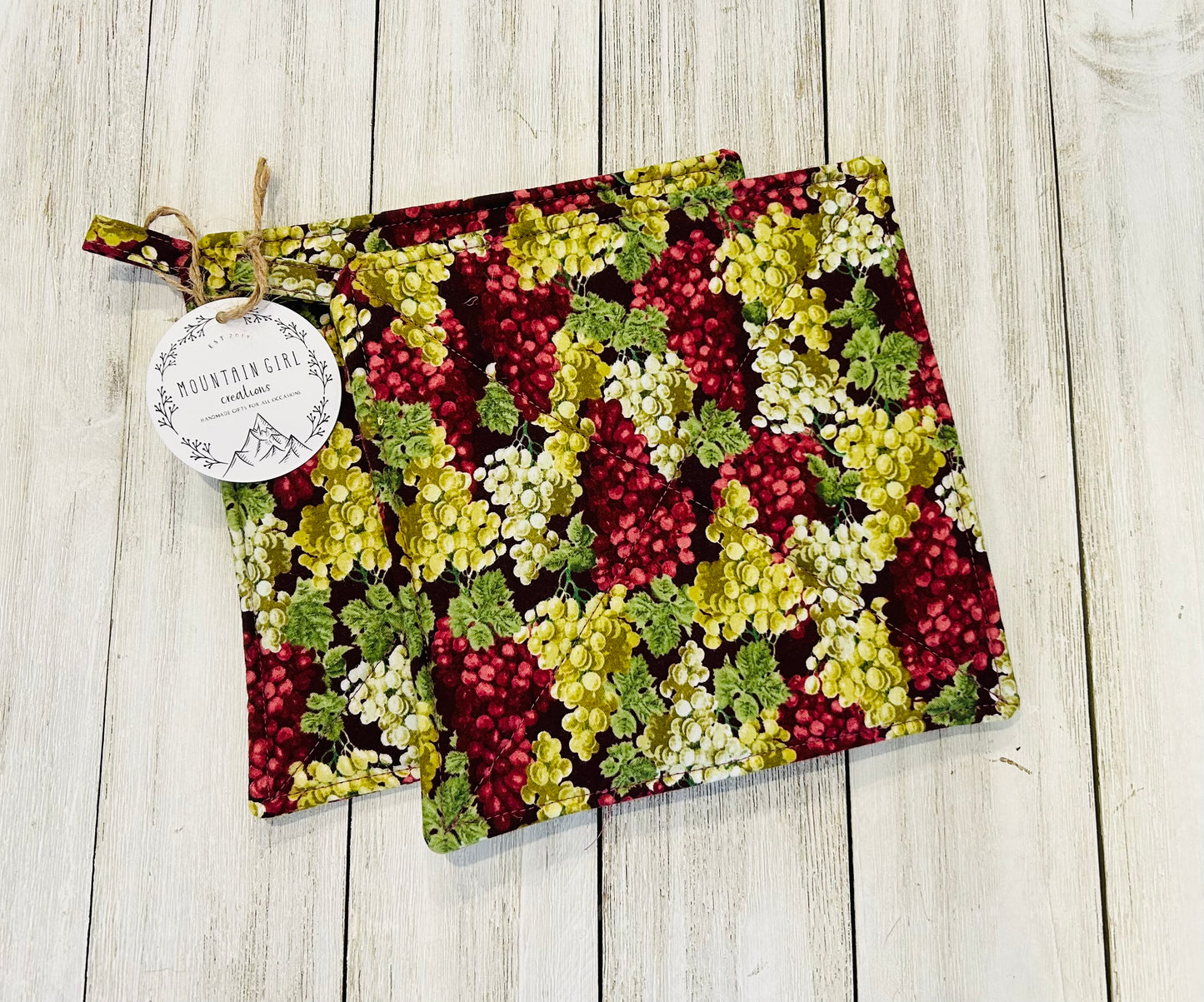 Potholder Set - Wine Themed - Grapes