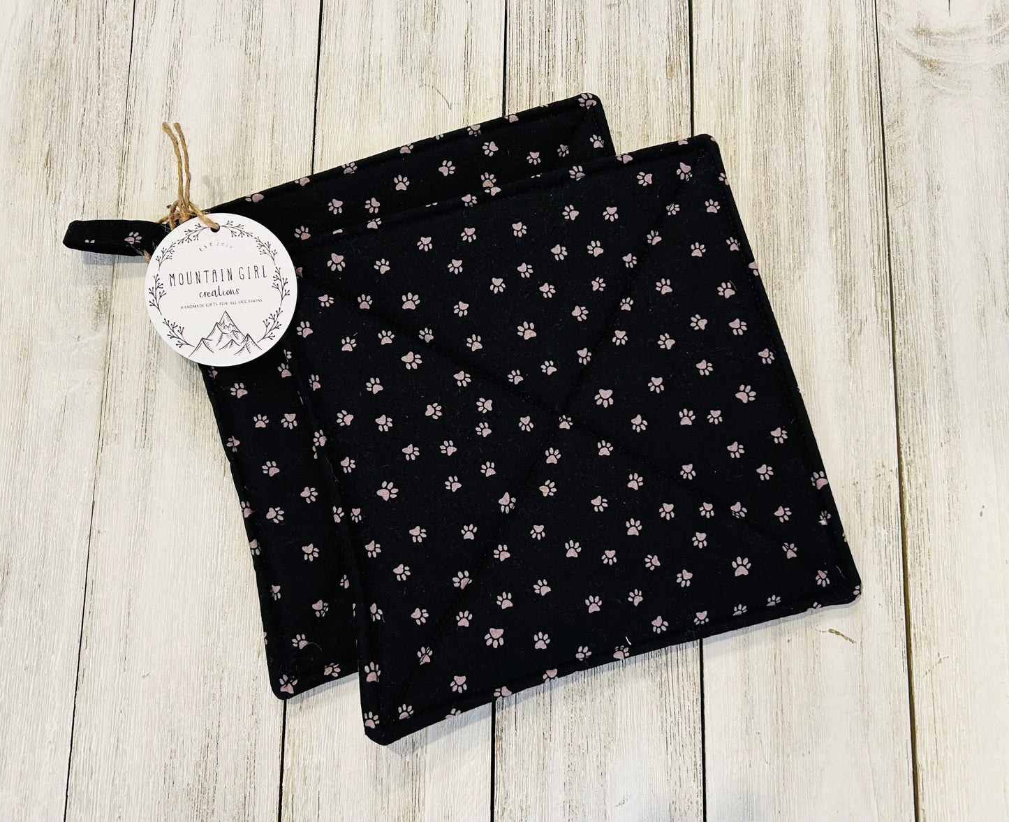 Potholder Set - Dog Themed - Grey Paws