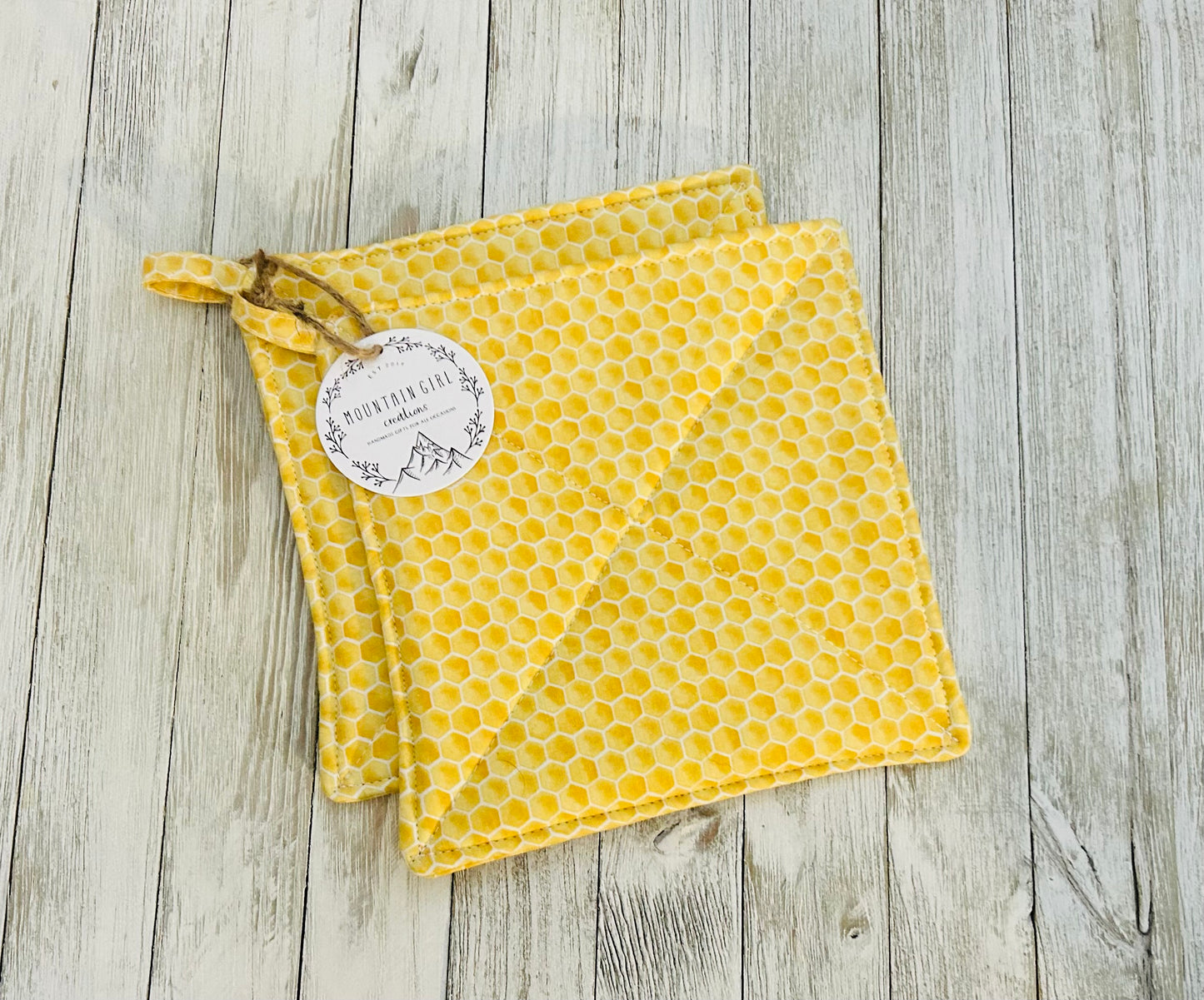 Potholder Set - Bee Themed - Honeycomb
