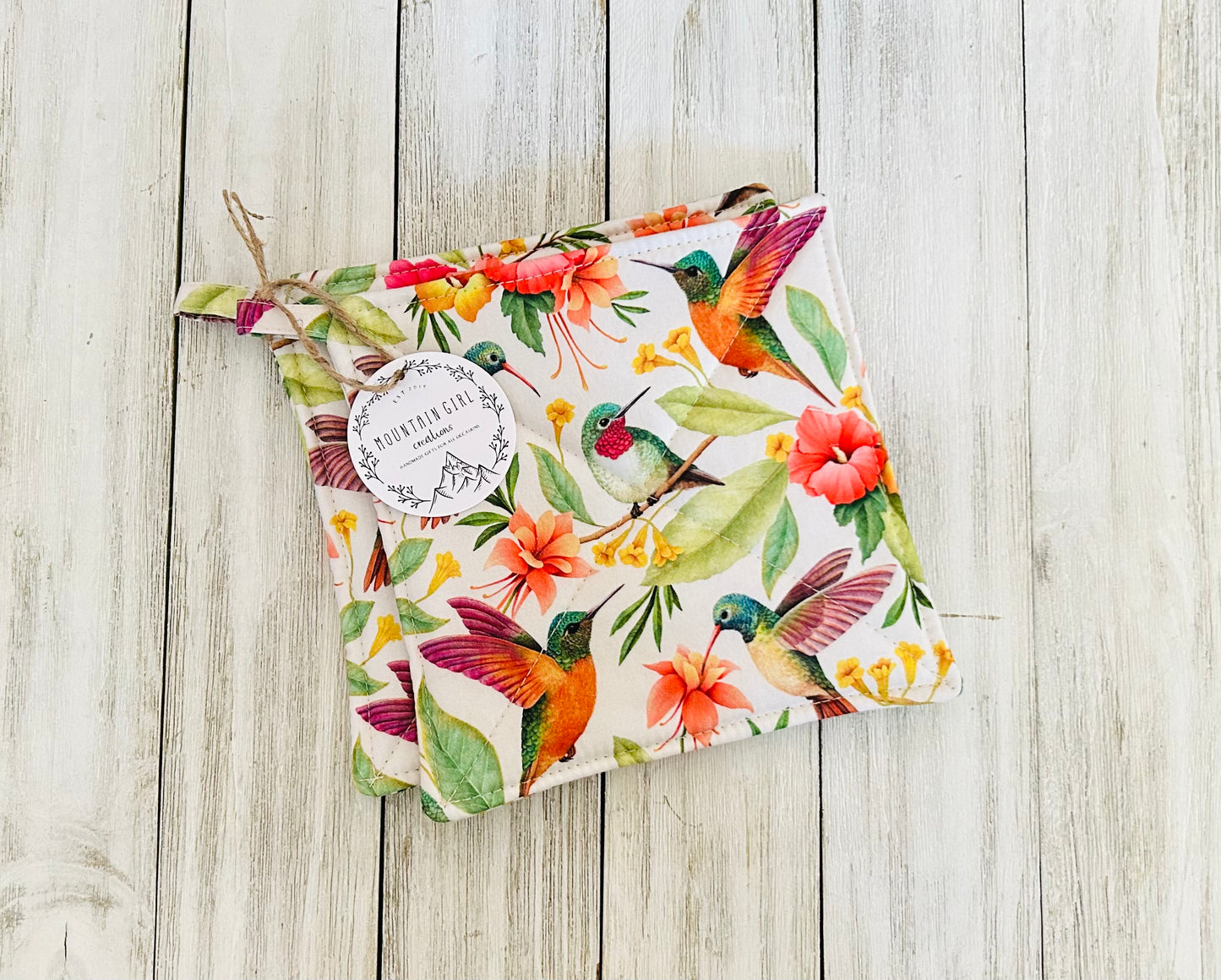 Potholder Set - Bird Themed - Hummingbirds