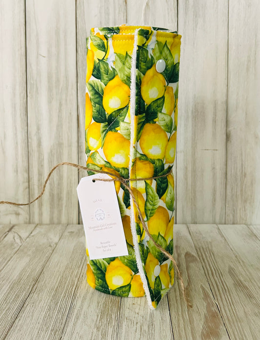 Reusable Towels - Fruit - Lemon White Background