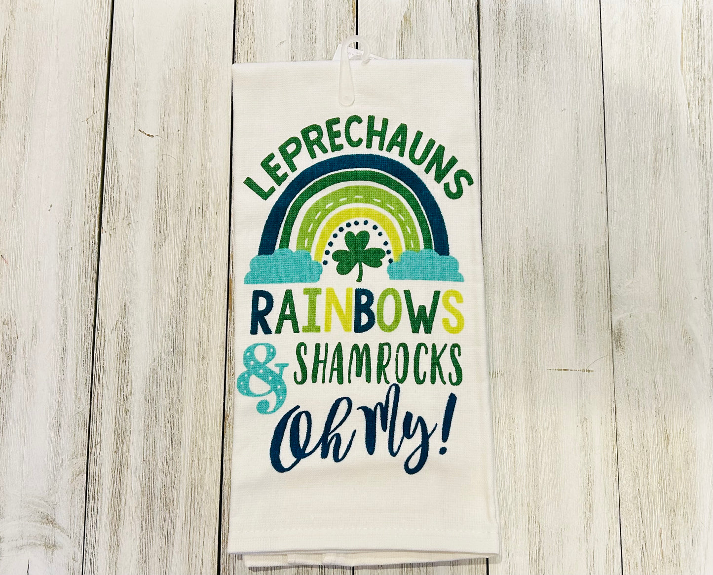 Dish Towel - St. Patrick's Day Themed - Leprechauns, Rainbows, Shamrocks OH MY!
