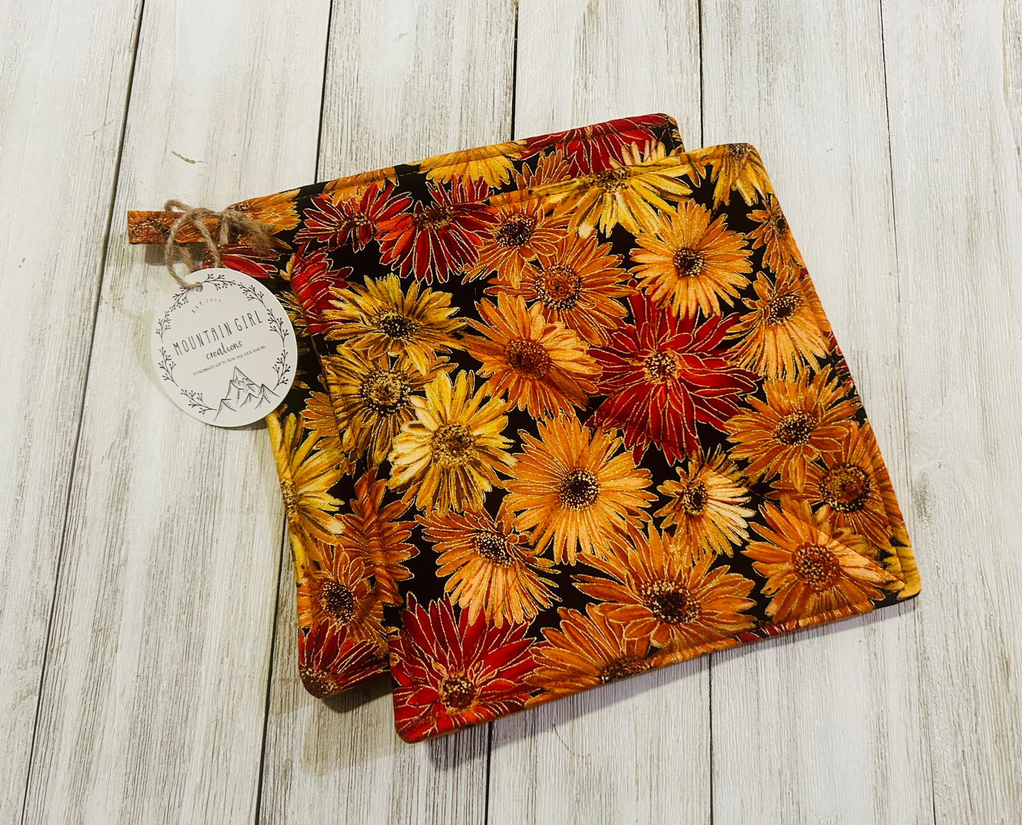 Potholder Set - Fall Themed - Mums