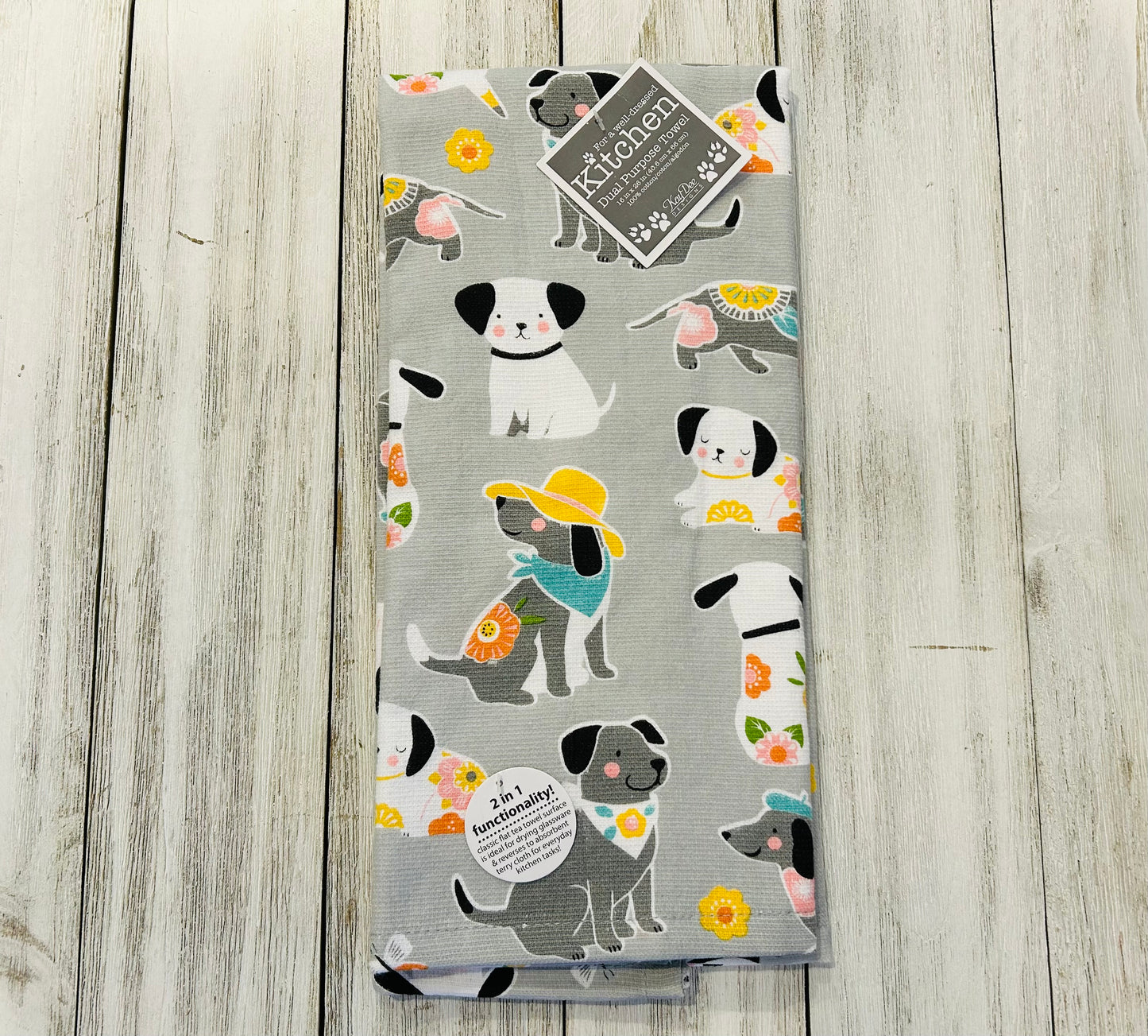 Dish Towel -Dog Towels - Grey Multi Dogs