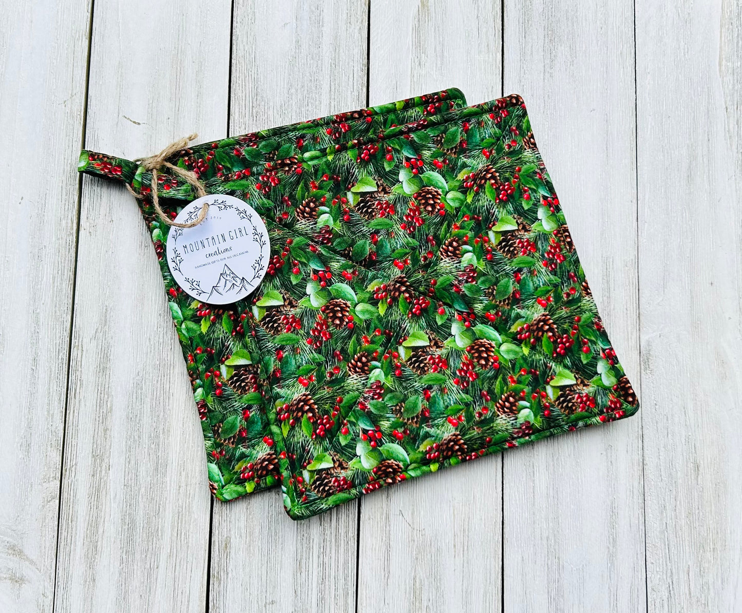 Potholder Set - Christmas Themed - Pinecones