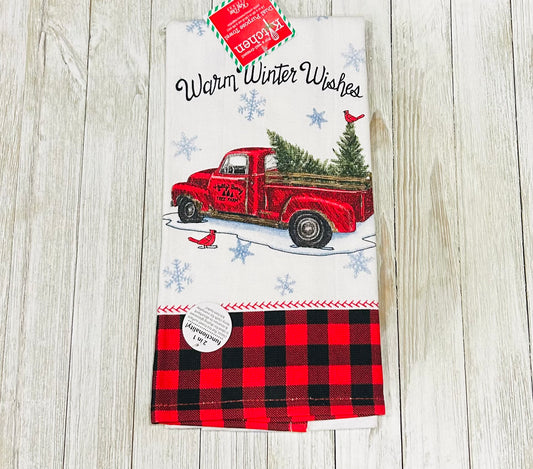Dish Towel - Christmas Themed - Red Truck
