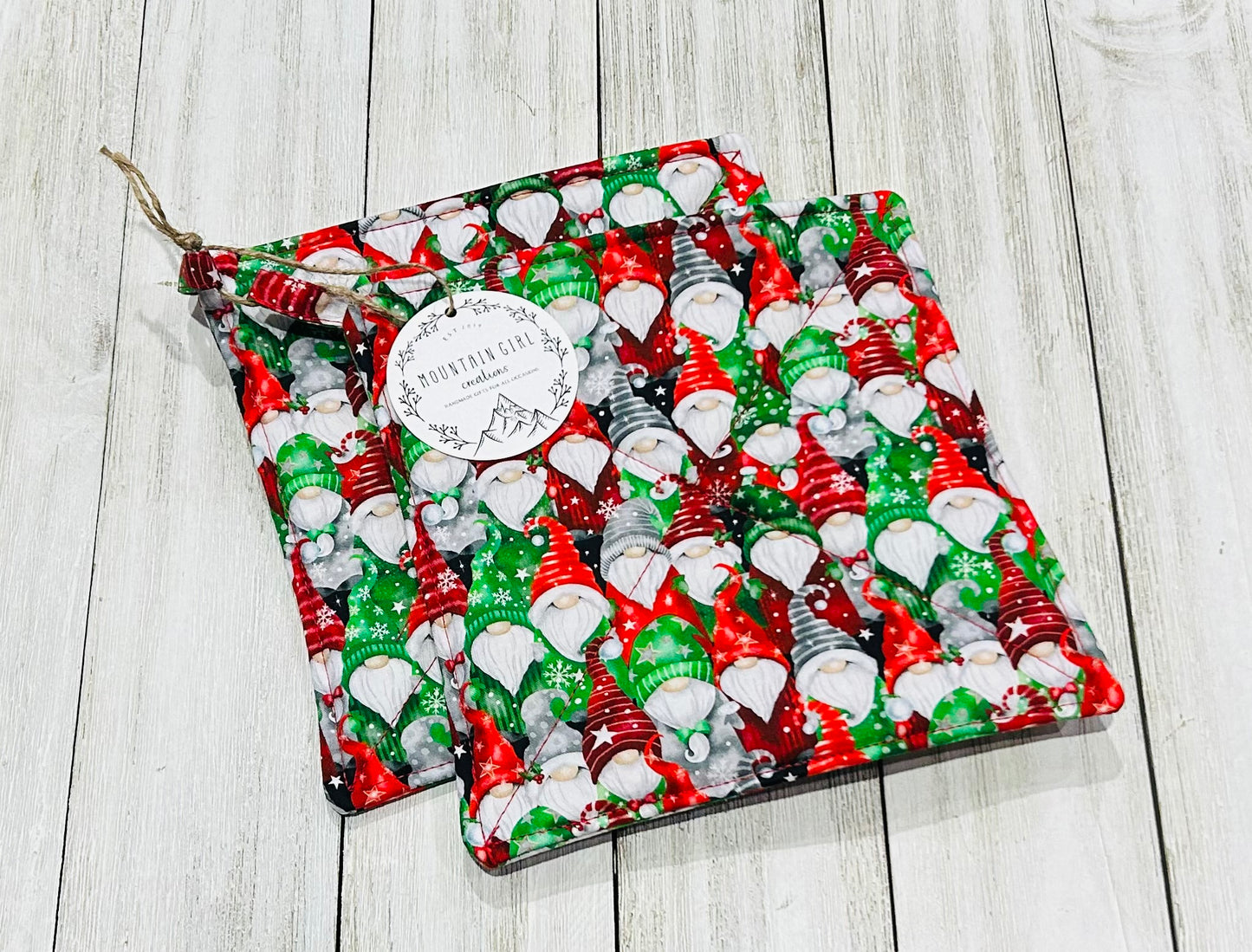 Potholder Set - Christmas Themed - Christmas Gnomes