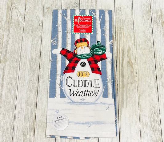 Dish Towel - Christmas Themed - Snowman Cuddle Weather