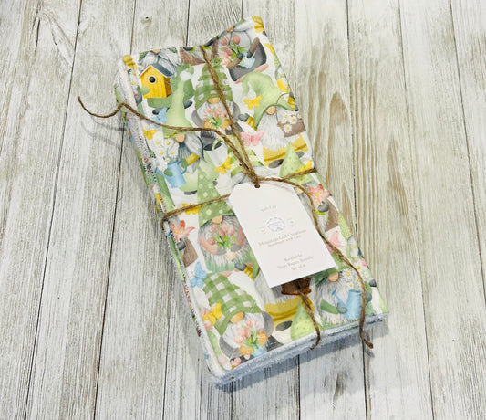Reusable Towels - Gnomes - Spring Garden