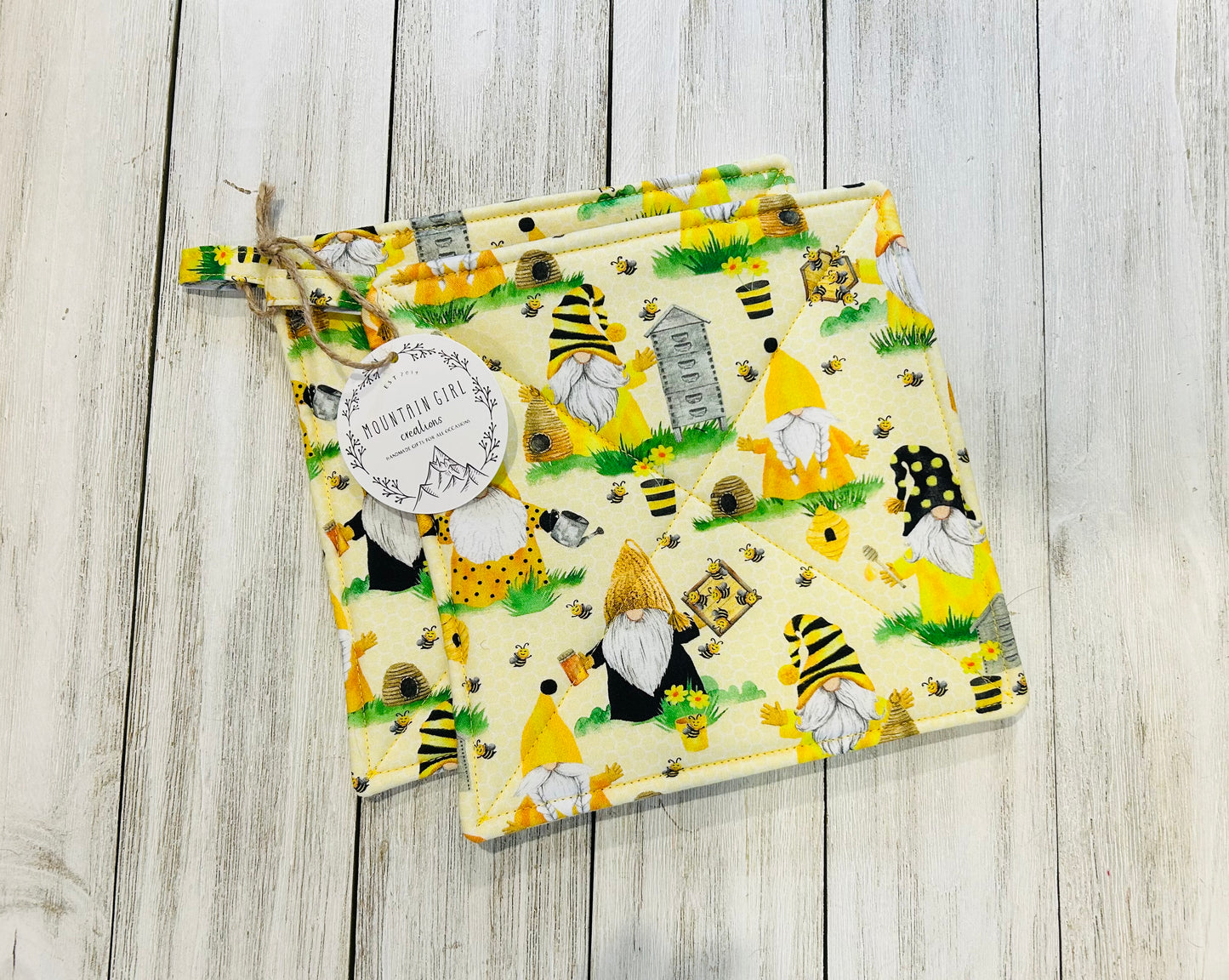 Potholder Set - Gnome Themed - Spring Gnomes