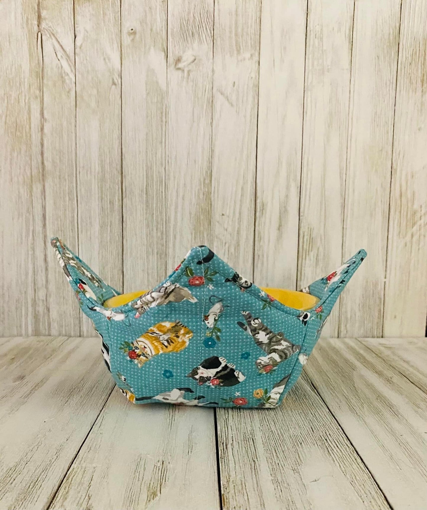 Bowl Koozie - Cats - Teal Cats