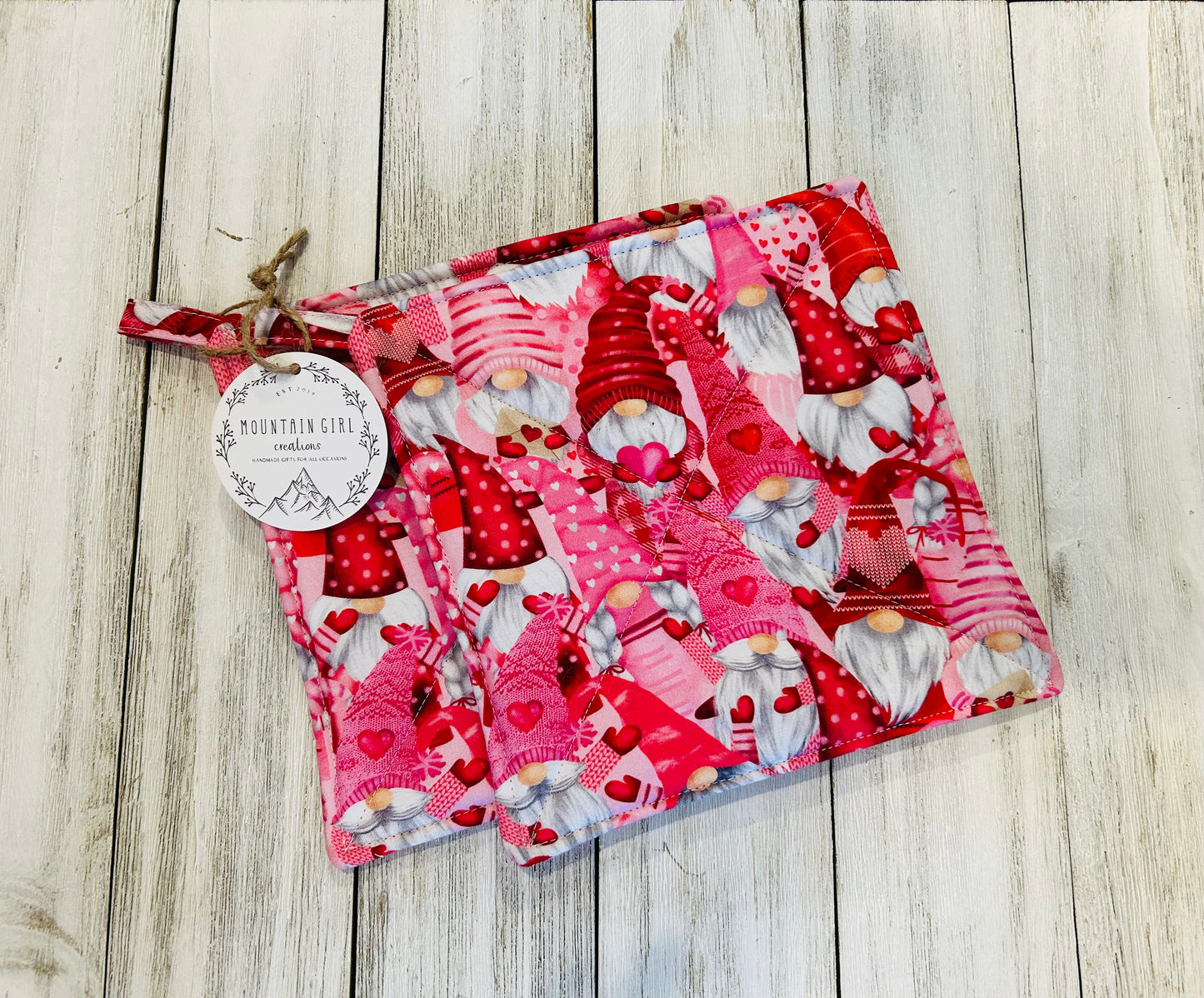 Potholder Set - Valentines Day Themed - Gnomes