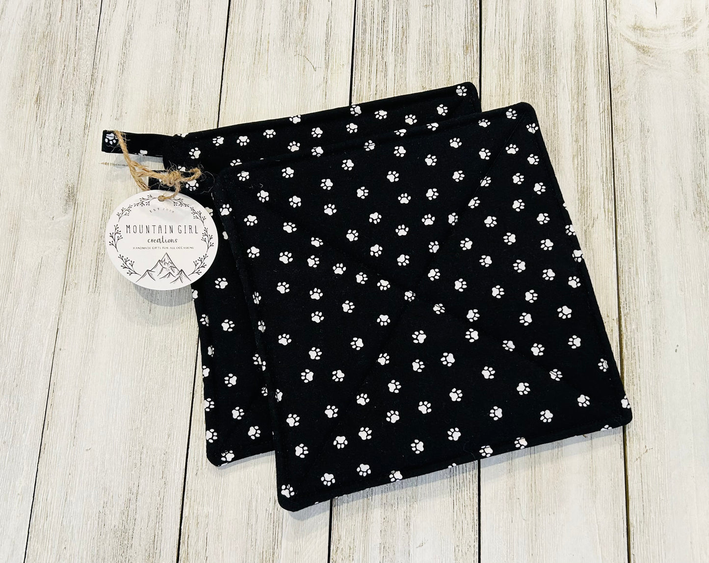 Potholder Set - Dog Themed - White Paws