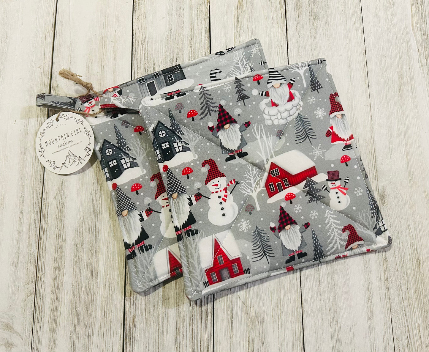 Potholder Set - Christmas Themed - Winter Gnomes