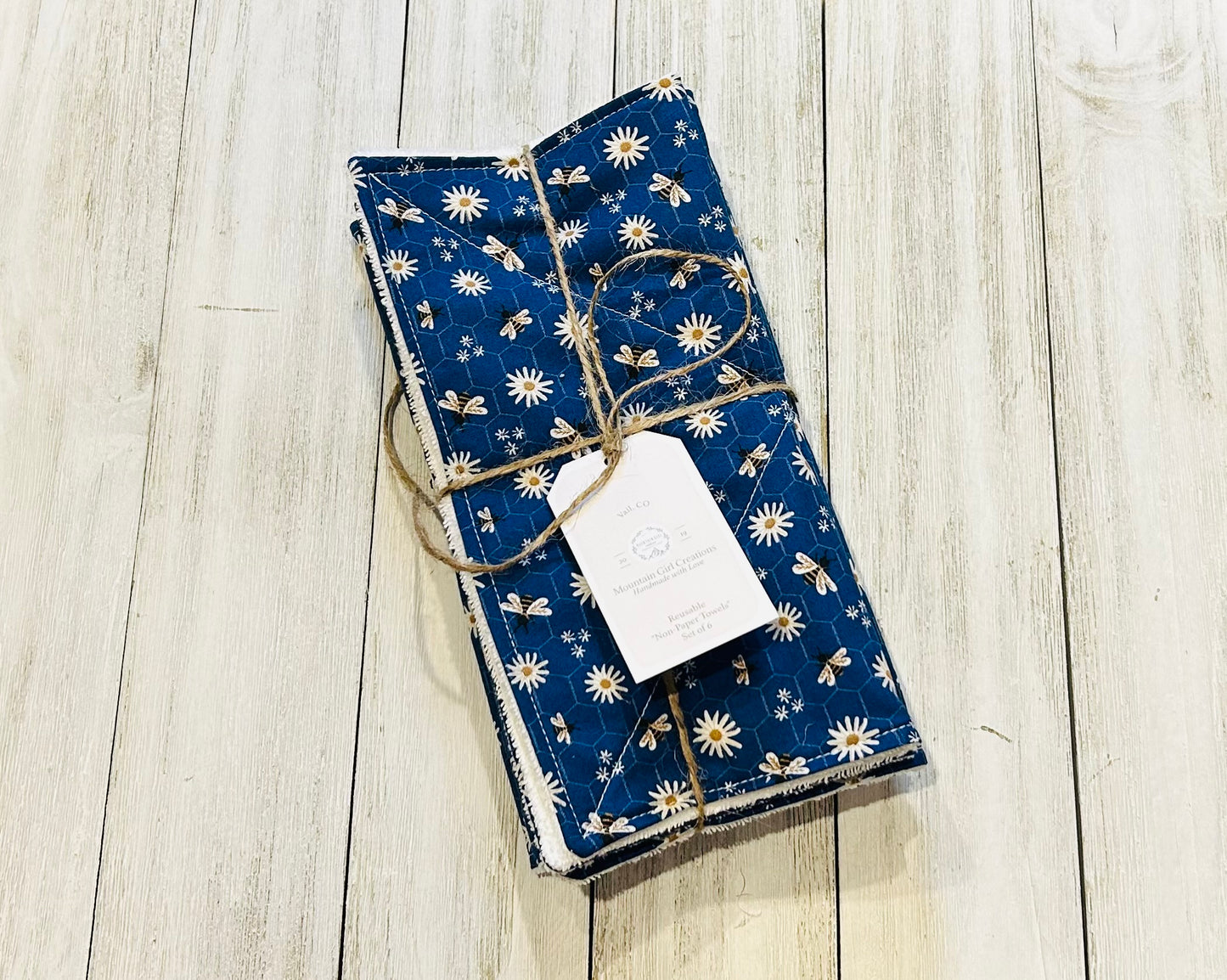 Reusable Towels - Bee and Daisy - Blue