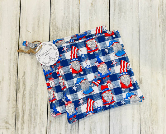 Potholder Set - Patriotic Themed - Patriotic Gnomes 4th of July Potholders