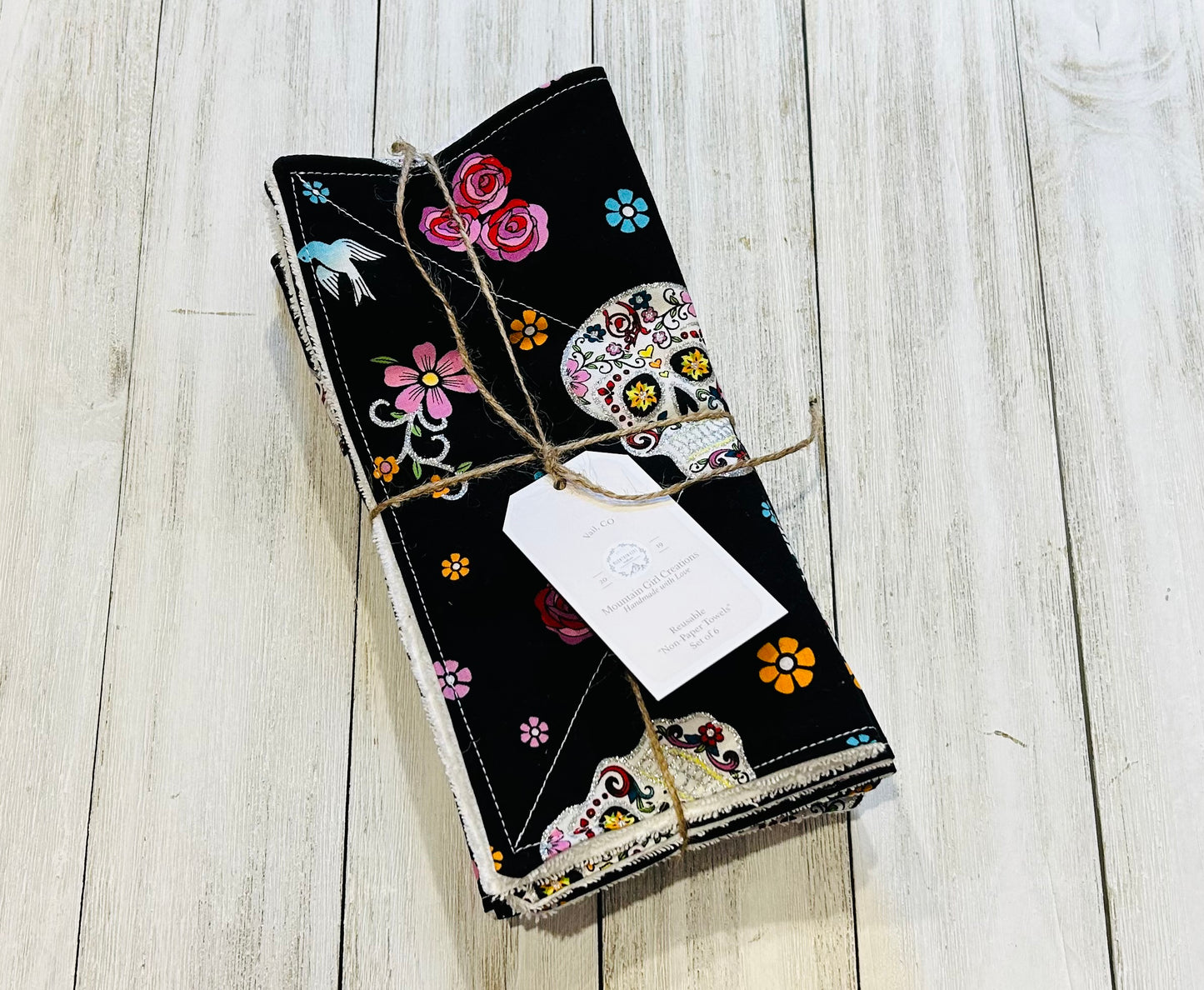 Reusable Towels -Sugar Skulls - Glitter