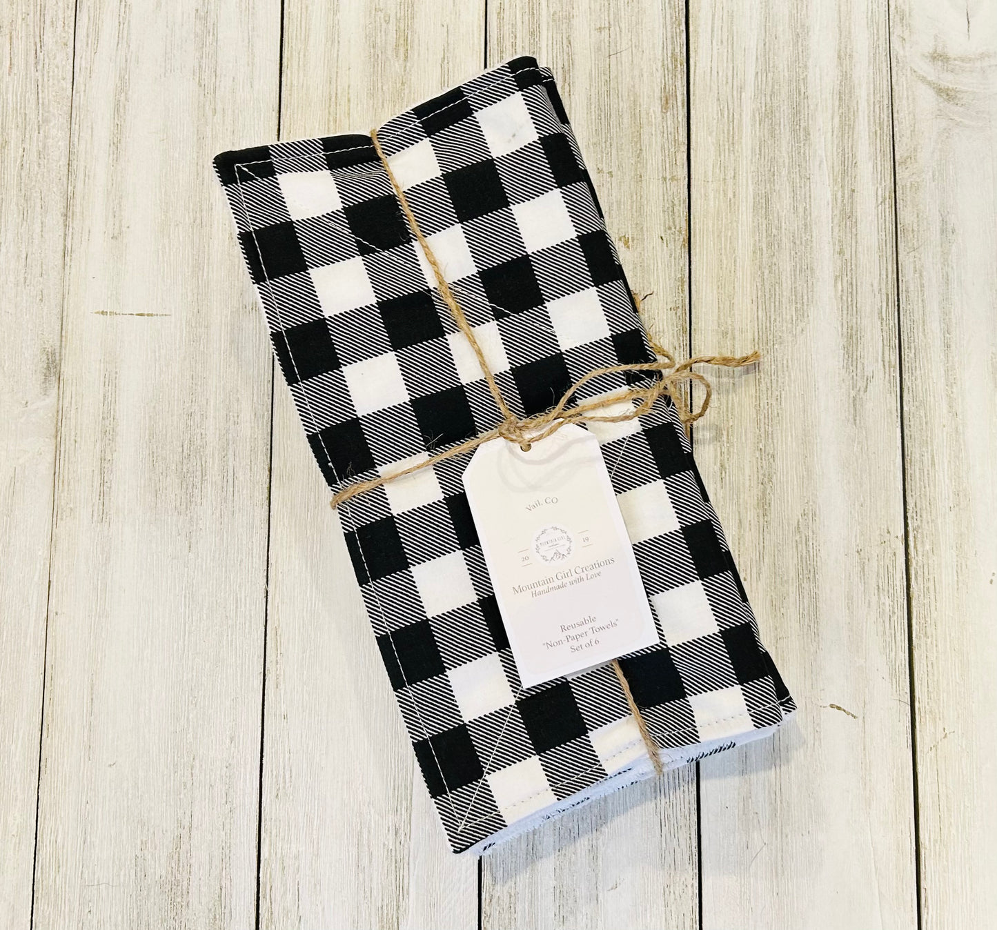 Reusable Towels - Buffalo Plaid - White and Black