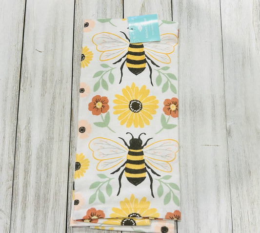 Dish Towel - Bee Themed -Bee and Sunflower