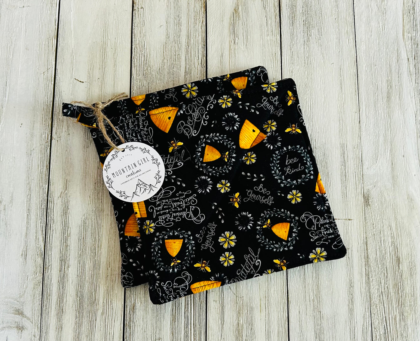 Potholder Set - Bee Themed - Beehive Potholders