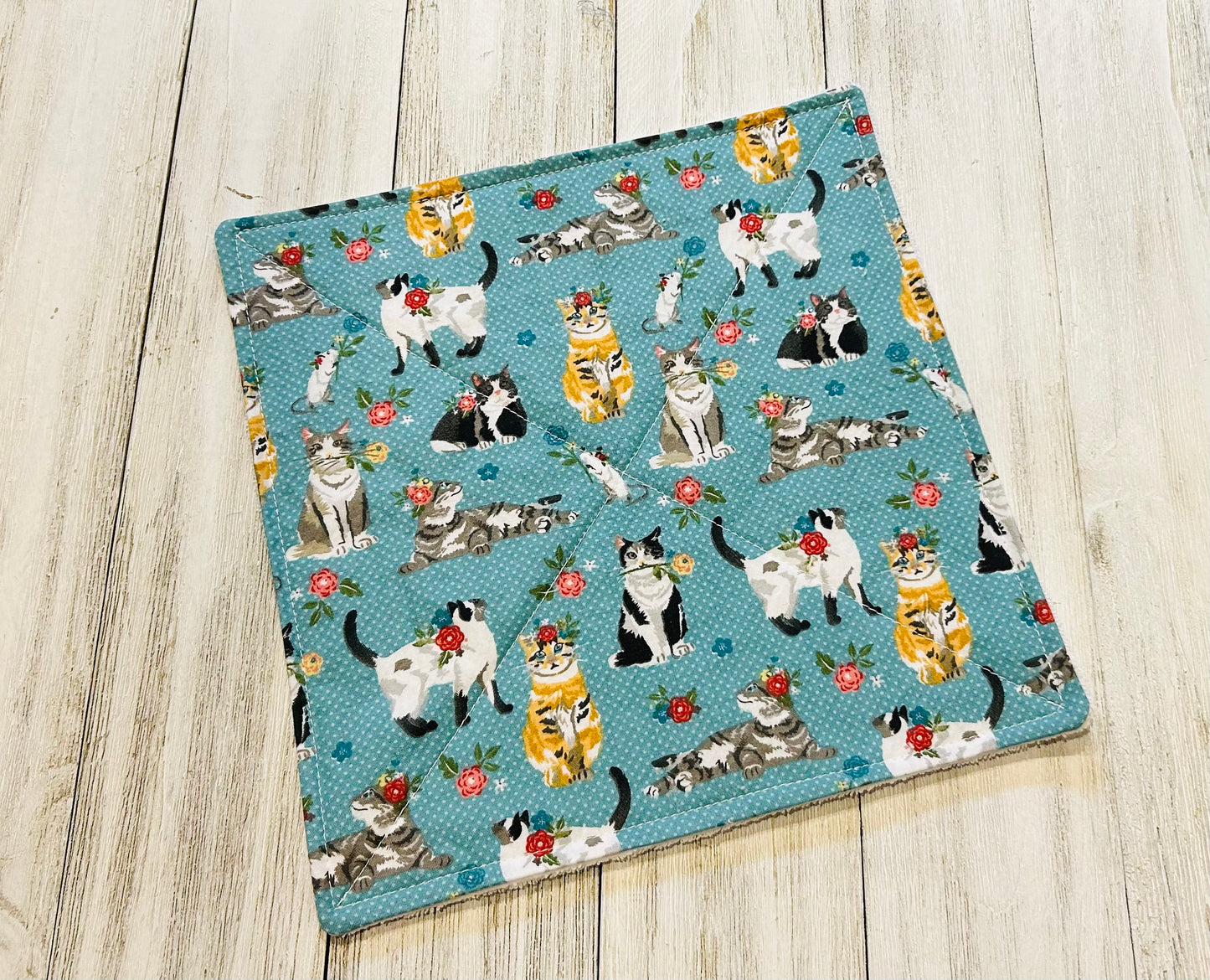 Reusable Towels - Cats - Cats on Blue
