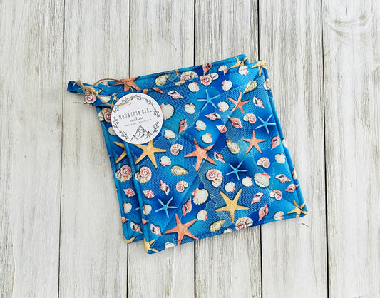 Potholder Set - Beach Themed - Blue Seashells