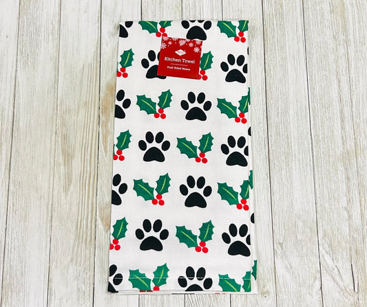 Dish Towel - Christmas Themed - Dog Paws