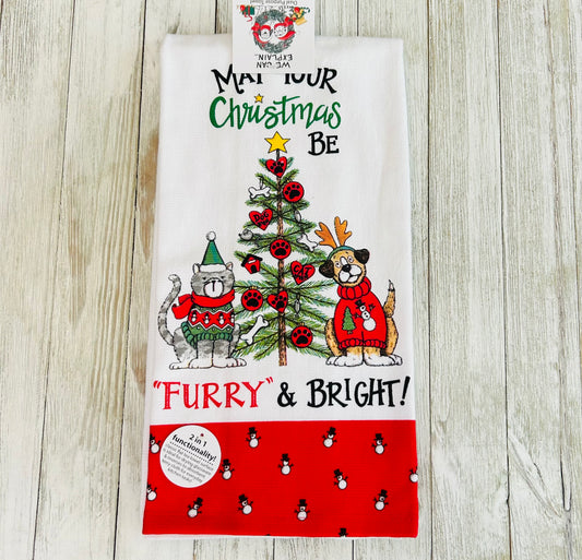Dish Towel - Christmas Themed - Cats and Dogs