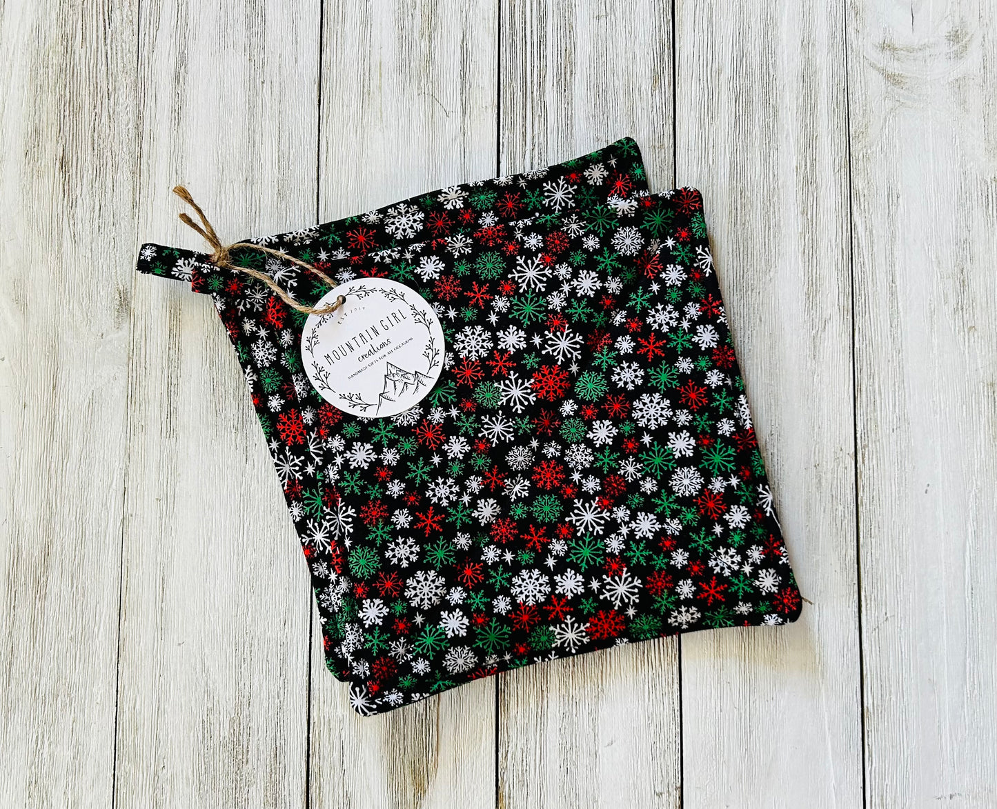 Potholder Set - Christmas Themed - Christmas Snowflakes