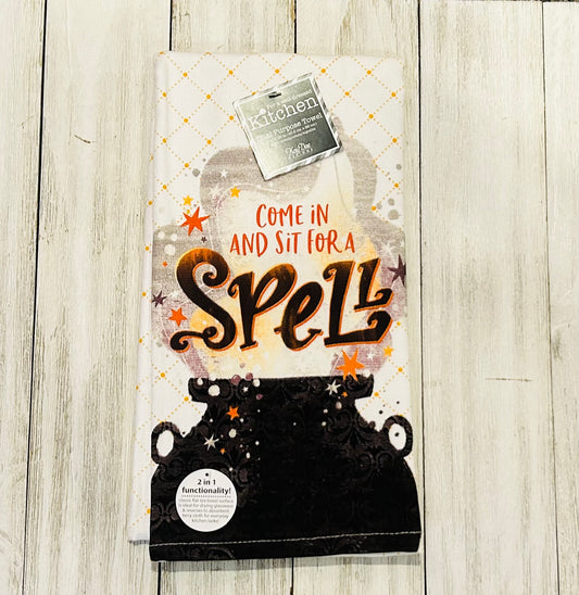 Dish Towel - Halloween Themed - Come in and Sit for a Spell