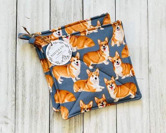 Potholder Set - Dog Themed - Corgi
